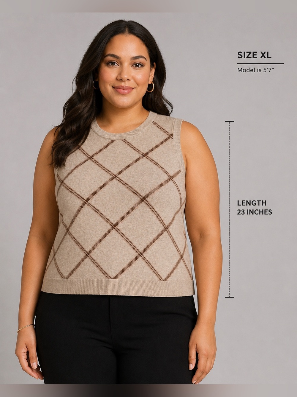 Nicole Miller Women's Argyle Knit
Sweater Vest - Size XL